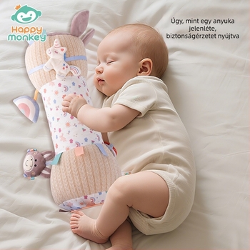 Puha plüss baba fej-emelő párna, támogatja a fej felemelést, a hason fekvést és a kúszás gyakorlását (0–2 éveseknek)