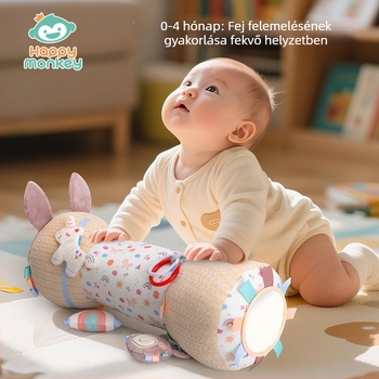 Puha plüss baba fej-emelő párna, támogatja a fej felemelést, a hason fekvést és a kúszás gyakorlását (0–2 éveseknek)