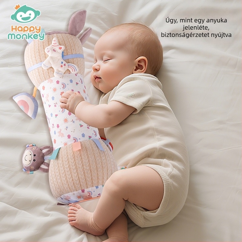 Puha plüss baba fej-emelő párna, támogatja a fej felemelést, a hason fekvést és a kúszás gyakorlását (0–2 éveseknek)