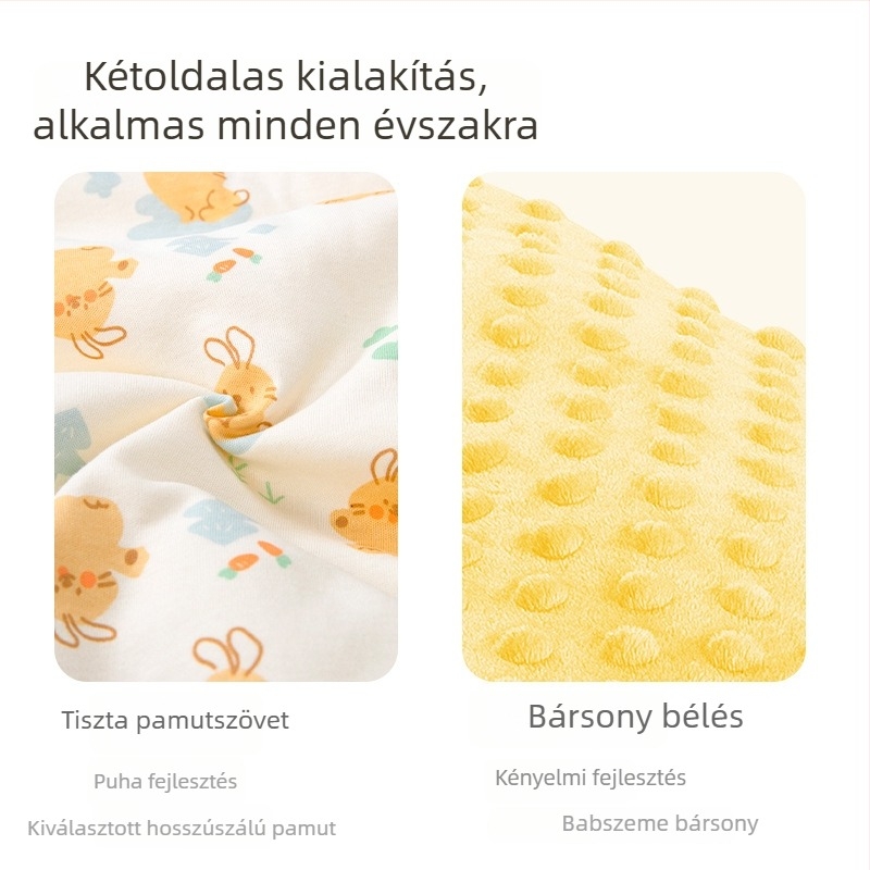Baba ölelős pléd, 100% pamut, poliészter töltet, állat- és rajzfilm minta, alkalmas csecsemőknek és kisgyermekeknek