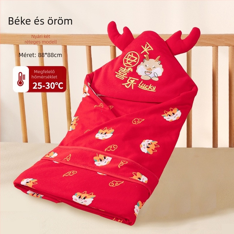 Ölelős babaszundikáló swaddle négy évszakos, 100% pamut, poliészter töltet, állat/rajzfilm minta, biztonsági osztály A