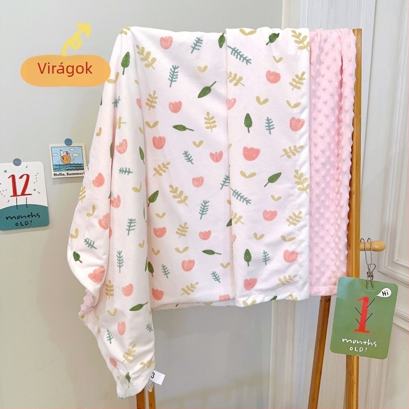 Gyerekeknek szánt takaró állatmintával, 3–8 éveseknek, tavasz–nyár–ősz