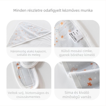 Baba ölelős pléd, 100% pamut, Cartoon mintázat, Biztonsági osztály A, újszülött és kiskorúak számára (1–3 év), tavasz-ősz-tél
