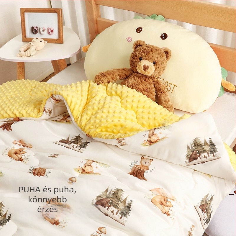 Baba pléd pamut kötött anyaggal és poliészter töltettel, rajzfilm-stílus, tavasz–ősz, 6 év alatti gyermekek számára, súly 0,55–1,0 kg