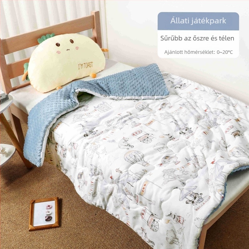 Baba pléd pamut kötött anyaggal és poliészter töltettel, rajzfilm-stílus, tavasz–ősz, 6 év alatti gyermekek számára, súly 0,55–1,0 kg
