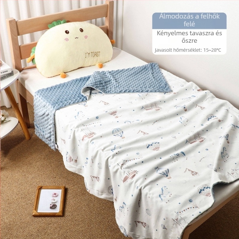 Baba pléd pamut kötött anyaggal és poliészter töltettel, rajzfilm-stílus, tavasz–ősz, 6 év alatti gyermekek számára, súly 0,55–1,0 kg