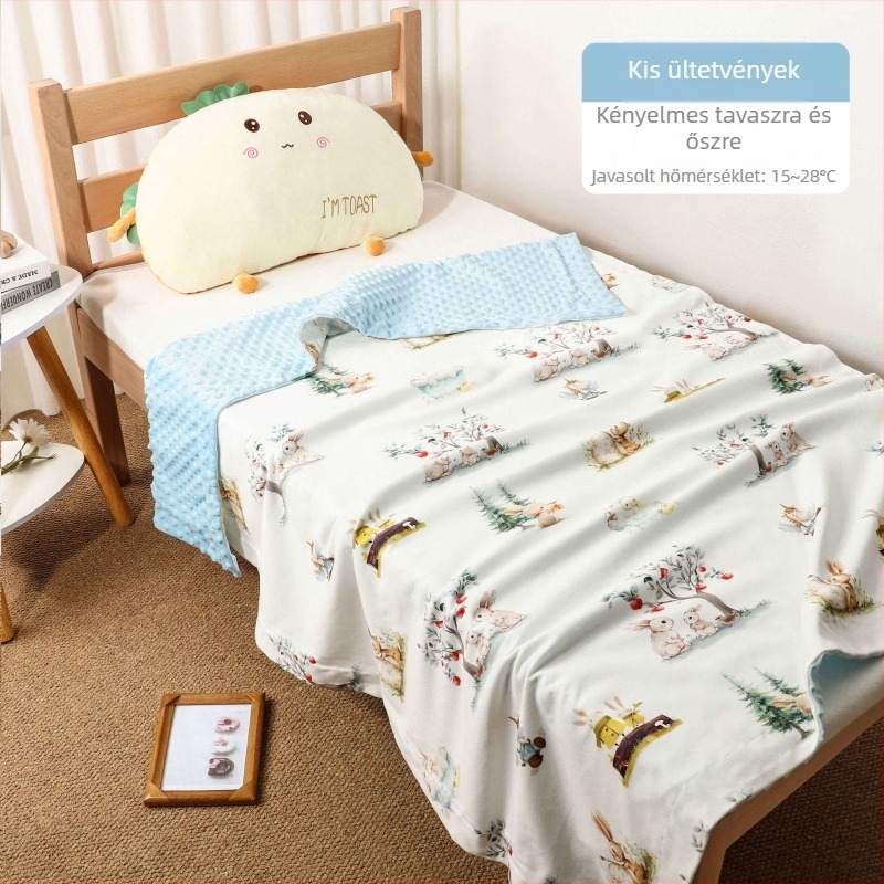 Baba pléd pamut kötött anyaggal és poliészter töltettel, rajzfilm-stílus, tavasz–ősz, 6 év alatti gyermekek számára, súly 0,55–1,0 kg