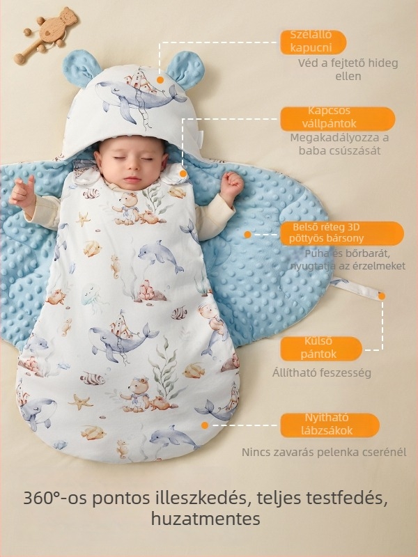 Hug babatakaró, 100% pamut, Space cotton töltet, állatmintás, újszülötteknek 0–1 év