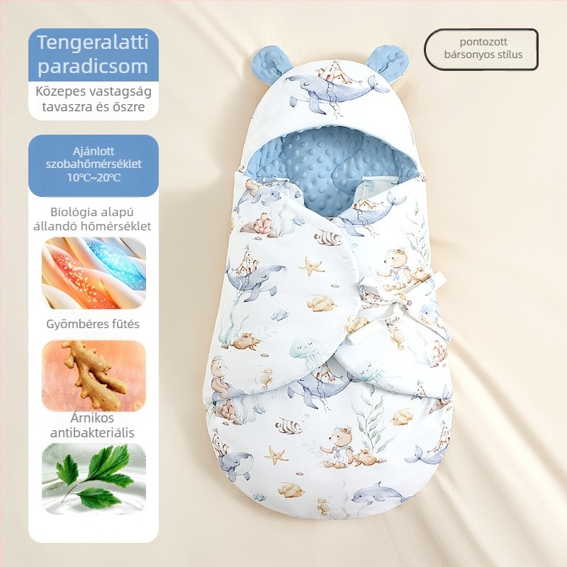 Hug babatakaró, 100% pamut, Space cotton töltet, állatmintás, újszülötteknek 0–1 év