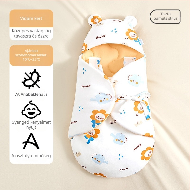 Hug babatakaró, 100% pamut, Space cotton töltet, állatmintás, újszülötteknek 0–1 év