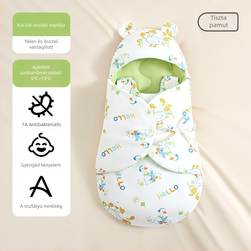 Hug babatakaró, 100% pamut, Space cotton töltet, állatmintás, újszülötteknek 0–1 év