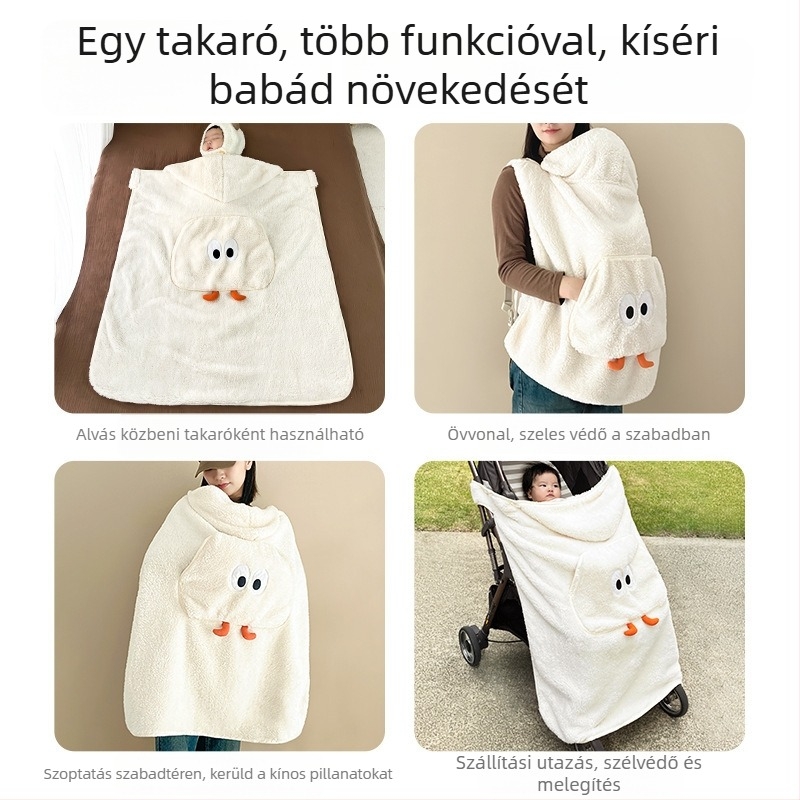 Babakocsis takaró – poliészter, őszi-téli, újszülött számára, szélvédett, rajzfilmszerű stílus