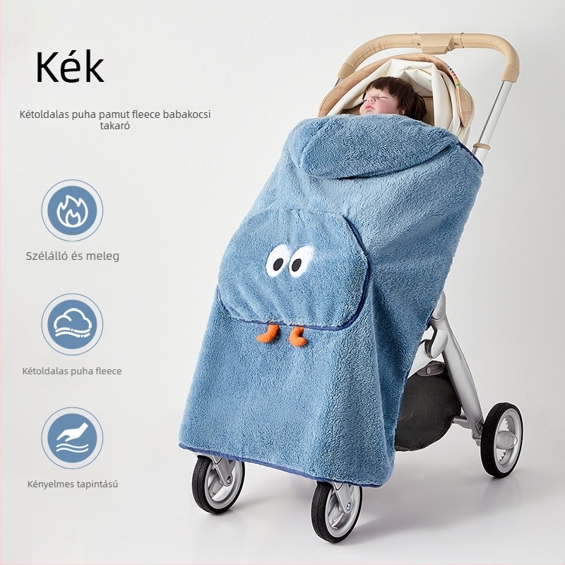 Babakocsis takaró – poliészter, őszi-téli, újszülött számára, szélvédett, rajzfilmszerű stílus