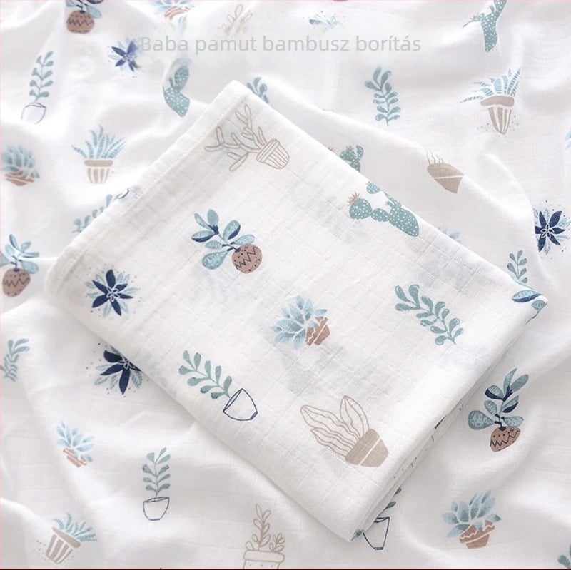 Baba muslin bambusz-pamut wrap, Cartoon minta, nyári könnyű swaddle 0–3 éveseknek
