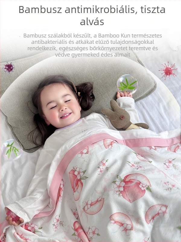 Bambuszrostos baba swaddle takaró - rajzfilms mintával, nyári használatra, csecsemők és kisgyermekek számára
