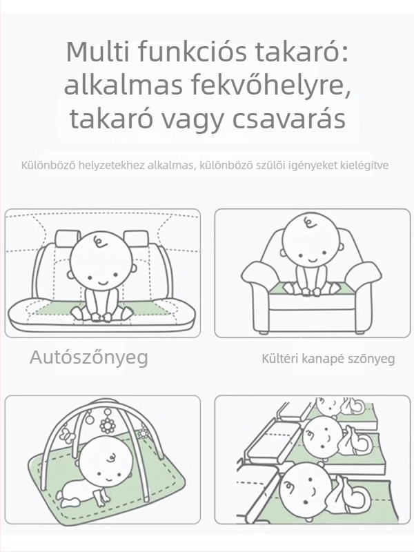Bambuszrostos baba swaddle takaró - rajzfilms mintával, nyári használatra, csecsemők és kisgyermekek számára
