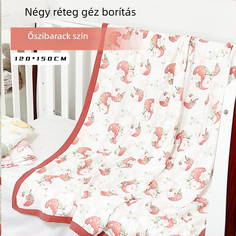 Bambuszrostos baba swaddle takaró - rajzfilms mintával, nyári használatra, csecsemők és kisgyermekek számára