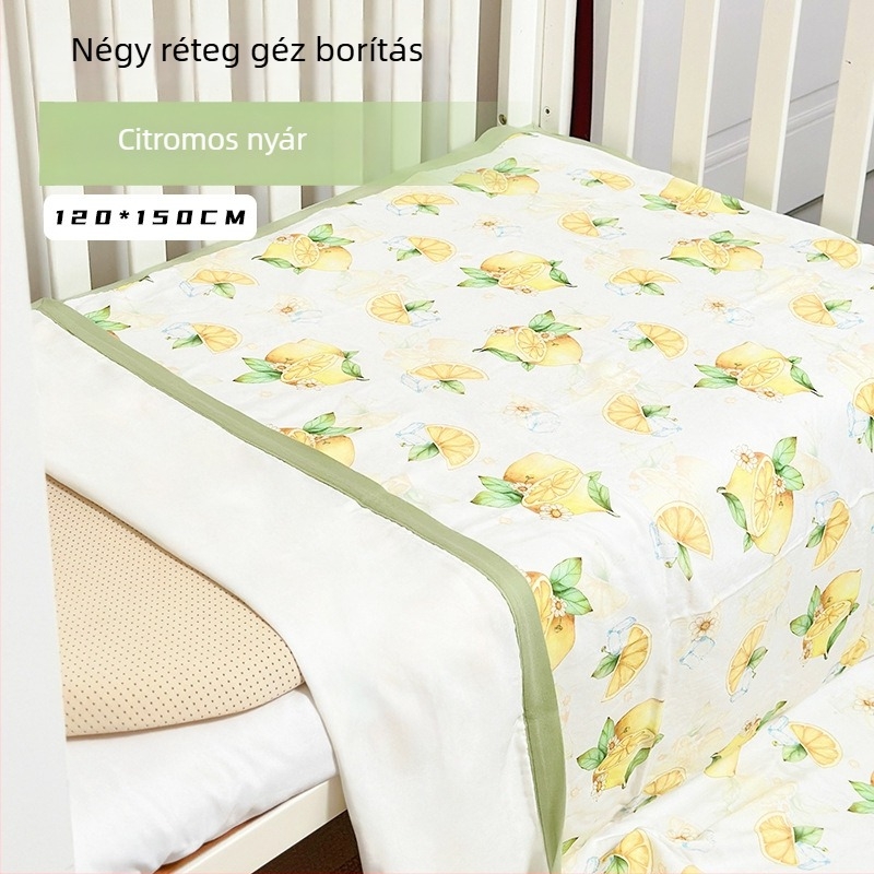 Bambuszrostos baba swaddle takaró - rajzfilms mintával, nyári használatra, csecsemők és kisgyermekek számára