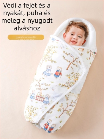Újszülött baba 100% pamut betakaró törölköző, állatmintás, 0–12 hónap, egész szezonokra