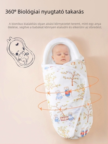 Újszülött baba 100% pamut betakaró törölköző, állatmintás, 0–12 hónap, egész szezonokra