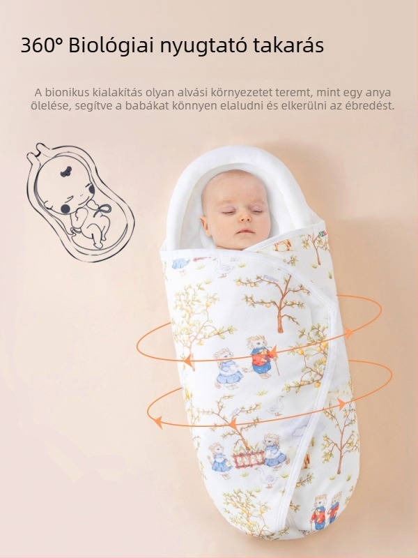 Újszülött baba 100% pamut betakaró törölköző, állatmintás, 0–12 hónap, egész szezonokra