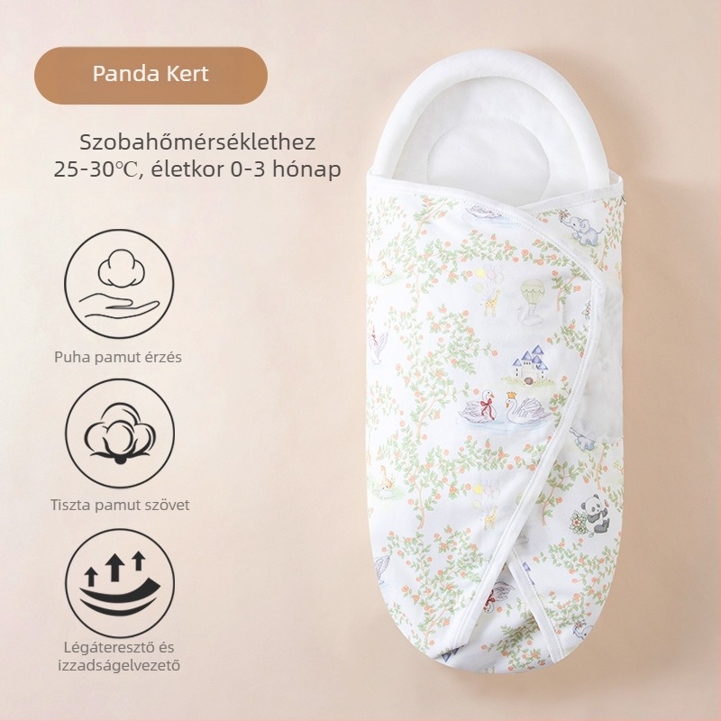 Újszülött baba 100% pamut betakaró törölköző, állatmintás, 0–12 hónap, egész szezonokra