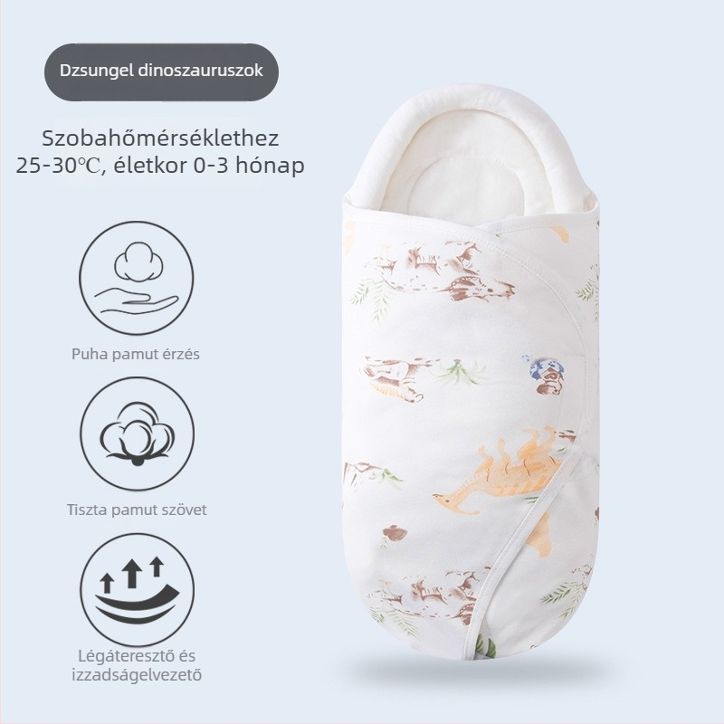 Újszülött baba 100% pamut betakaró törölköző, állatmintás, 0–12 hónap, egész szezonokra