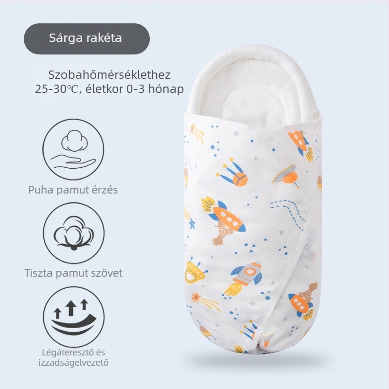 Újszülött baba 100% pamut betakaró törölköző, állatmintás, 0–12 hónap, egész szezonokra
