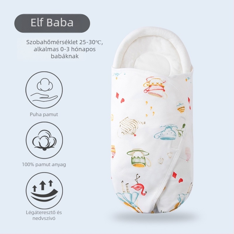 Újszülött baba 100% pamut betakaró törölköző, állatmintás, 0–12 hónap, egész szezonokra