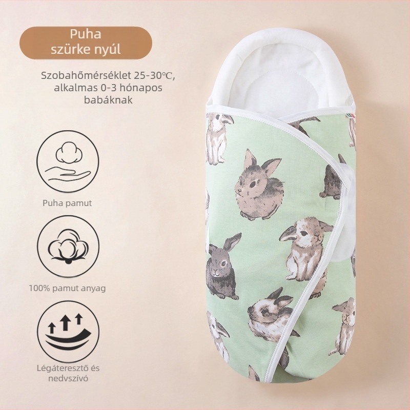 Újszülött baba 100% pamut betakaró törölköző, állatmintás, 0–12 hónap, egész szezonokra