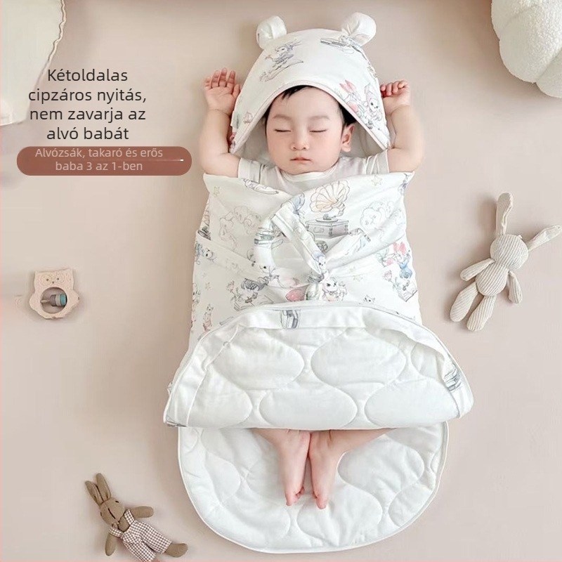 Újszülött pamut alvózsák – tiszta pamut anyag, ≤0,5 kg, tavasz–ősz