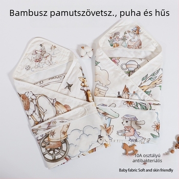 Újszülött swaddle kendő bambusz rostból, nyári könnyű verzió, max 0,5 kg, rajzfilm mintázat