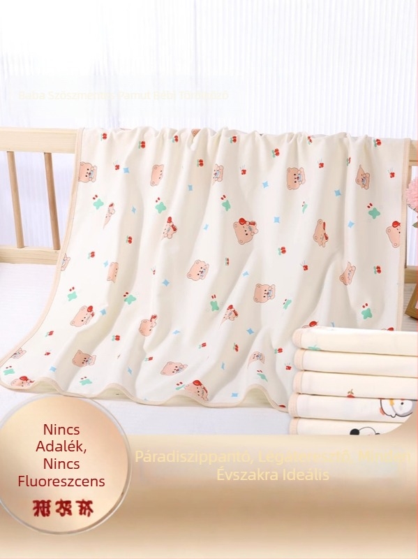 Pamut swaddle kendő újszülötteknek, mesefigurás mintával, egész éves használatra, 95% feletti pamut, 0–12 hónapos korosztály