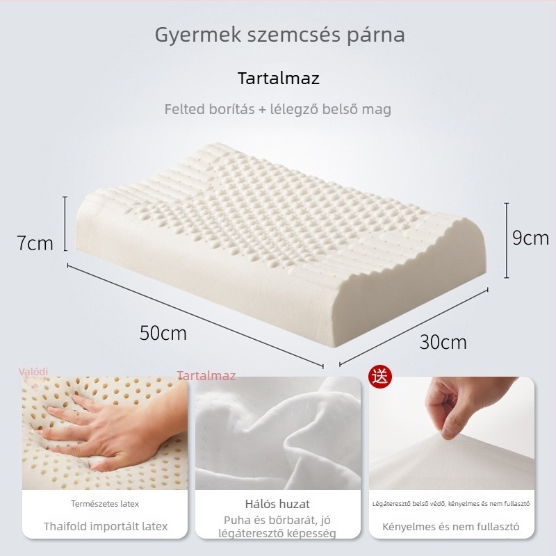 Természetes latex párna, téglalap alakú, súly 1,0–1,5 kg, testreszabható opciók, gyermekek és felnőttek számára