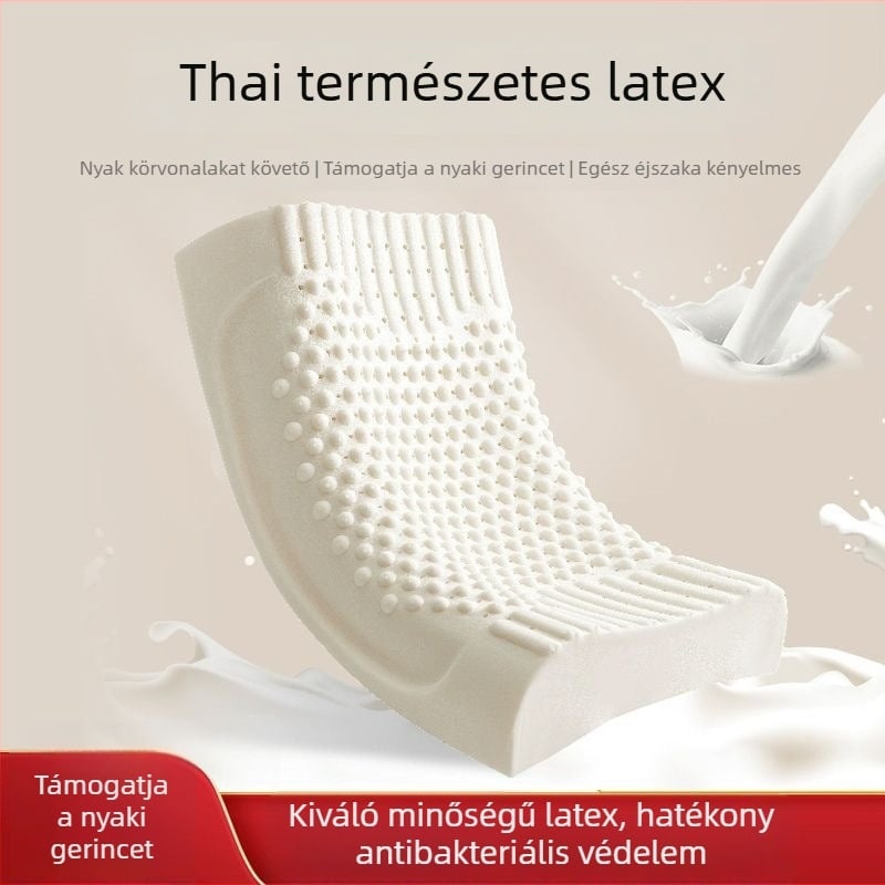 Téglalap alakú nyaki gerinc párna, természetes latexből, latex tartalom 90%+, kötött anyag, 0.5–1.0 kg