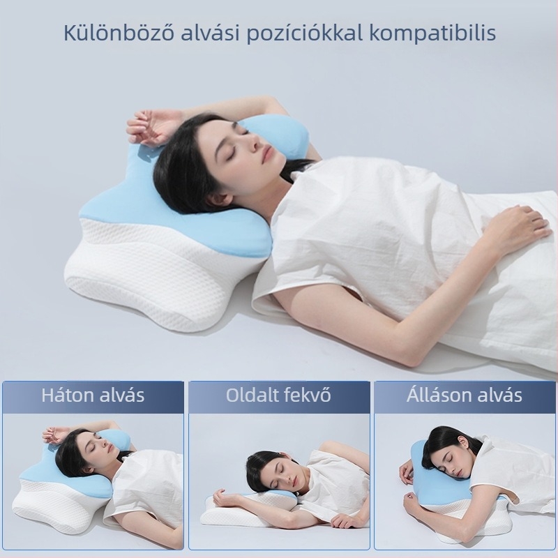 Memóriapárna nyakhoz, pillangó alakú, jégselyem anyagú, 0.5–1.0 kg