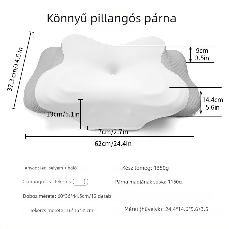 Memóriapárna nyakhoz, pillangó alakú, jégselyem anyagú, 0.5–1.0 kg