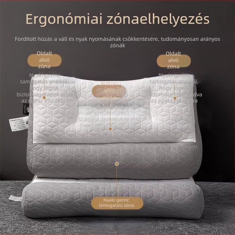 Nyaki támasztó párna toll-selyem töltettel és rostos huzattal – téglalap alakú, felnőtteknek