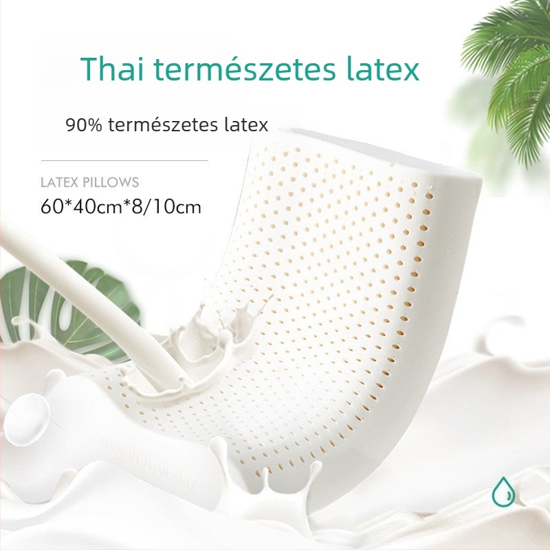 Latex párna — természetes latex, téglalap alakú, belső anyag: 100% pamut, latex-tartalom több mint 90%, felnőtteknek