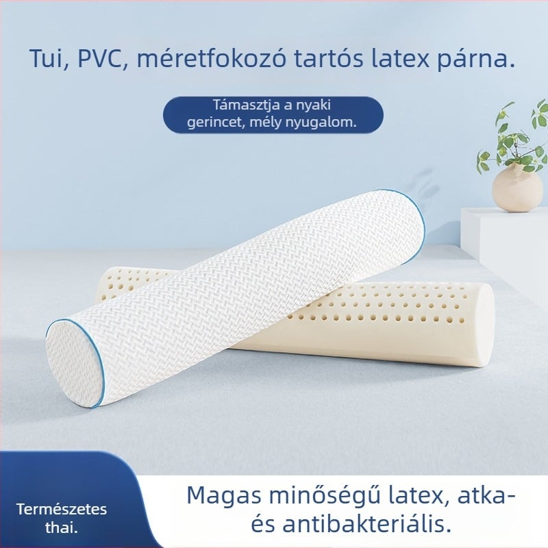 Természetes latex téglalap alakú párna, 90% latex tartalom, magasság 5–10 cm, kötött anyag, nyaki támasz