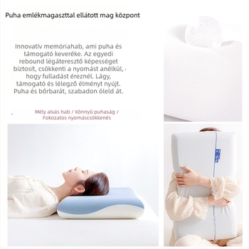 Memóriahabos mély alvás párna nyaki gerinc támogatással, téglalap alakú, magasság 5–10 cm, Ice Silk huzat, egy személyes használatra