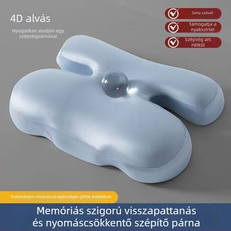 Memóriás habból készült párna, téglalap alakú, súly 0,5–1,0 kg, poliészter félfényes huzat, univerzális felnőtteknek