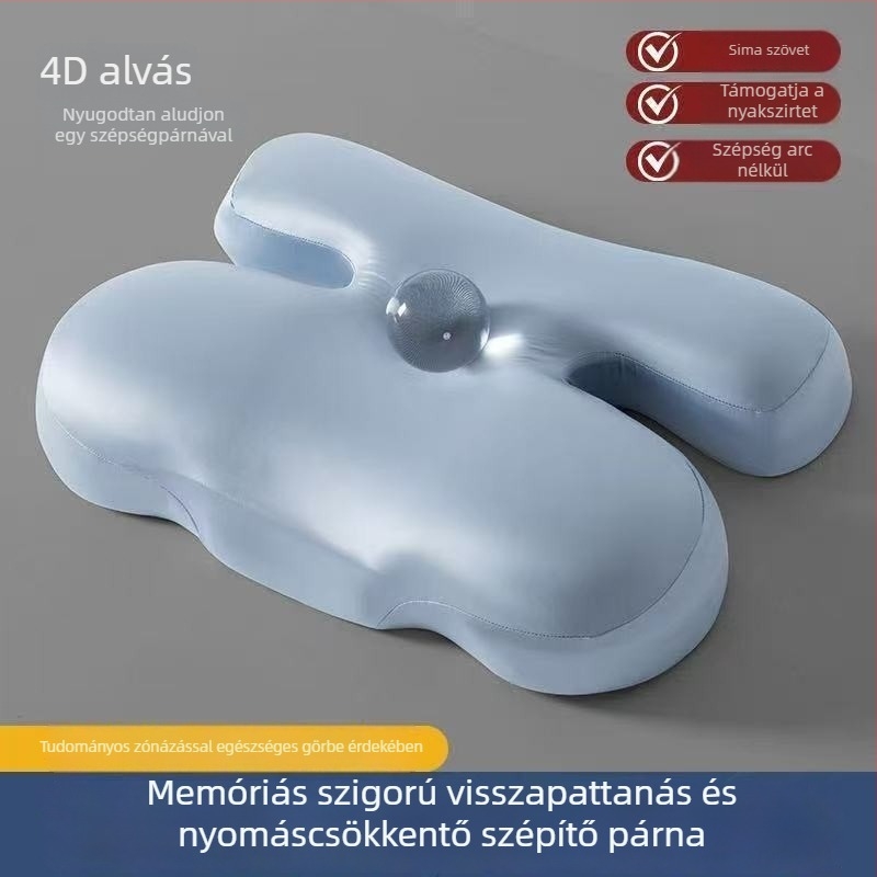 Memóriás habból készült párna, téglalap alakú, súly 0,5–1,0 kg, poliészter félfényes huzat, univerzális felnőtteknek