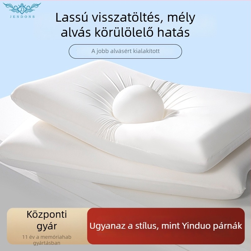 Memóriás habból készült, téglalap alakú nyaki párna kötött huzattal, személyre szabható, mag tömege 1,0–1,5 kg