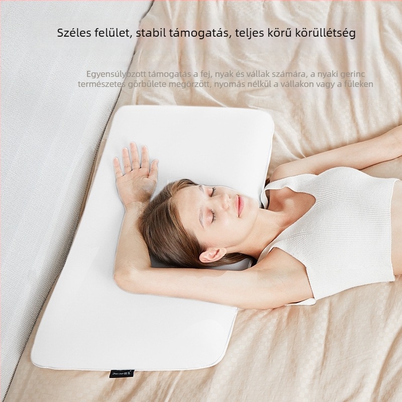 Memóriás habból készült, téglalap alakú nyaki párna kötött huzattal, személyre szabható, mag tömege 1,0–1,5 kg
