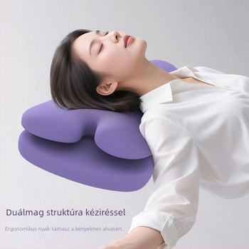 Kétoldalas memóriahabos alvó párna, nyomásmentes, anti-öregedés, kettős érzet, nyakvédelem oldalra alvásnál, téglalap alakú