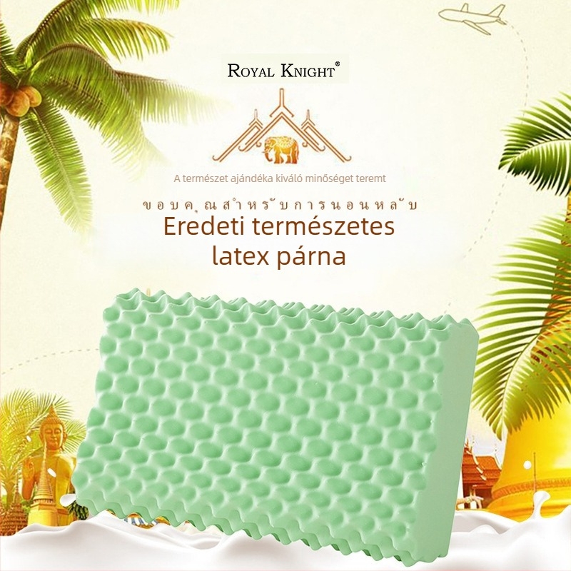Royal Knight negatív ionos természetes latex párna nyaki gerinc támogatására, zöld, téglalap alakú