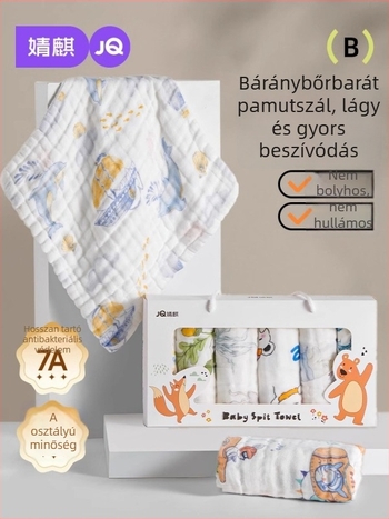 Baba nyálvédő — 100% pamut géz, nedvszívó, Cartoon minta, 0–3 év, uniszex