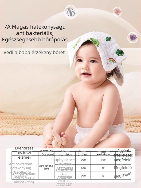 Baba nyálvédő — 100% pamut géz, nedvszívó, Cartoon minta, 0–3 év, uniszex