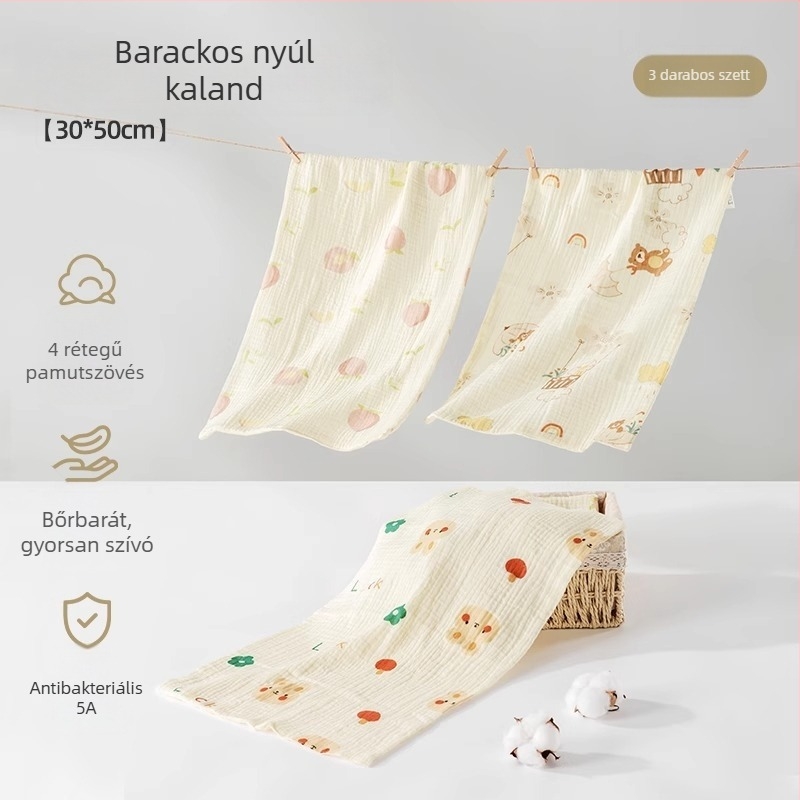 Beptides Baba nyálkendő – 95% feletti pamut, Cartoon mintás, Nedvszívó, Ideális újszülötteknek és kisgyerekeknek
